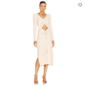 NEW NICHOLAS Luisa Ruched Ribbed Knit Cutout Midi Dress Medium $395 Retail